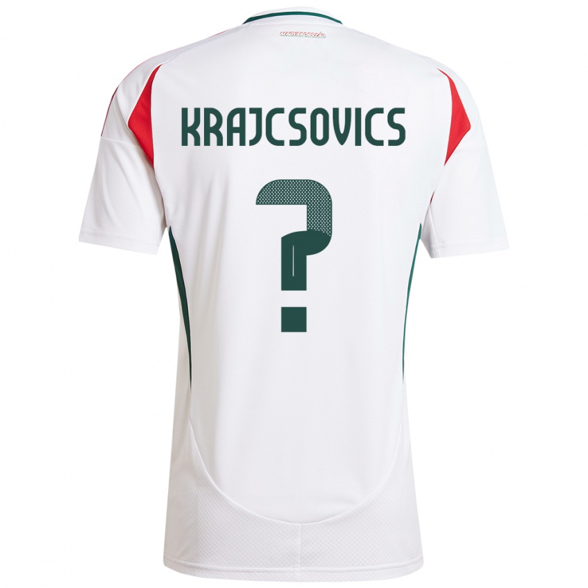 Heren Hongarije Ábel Krajcsovics #0 Wit Uitshirt Uittenue 24-26 T-Shirt België