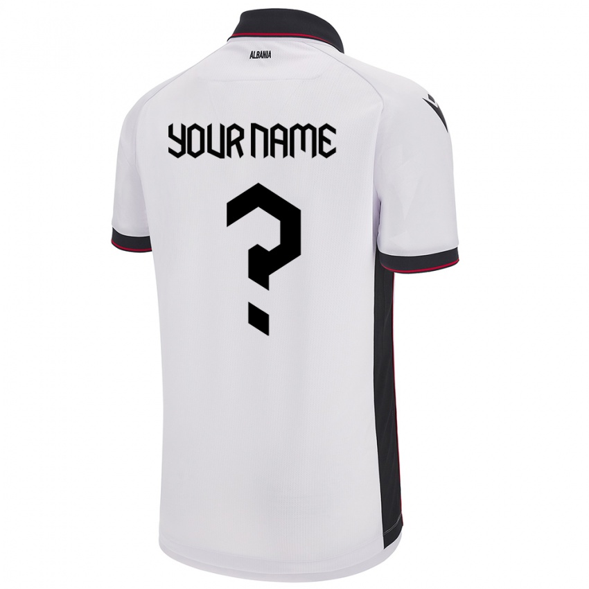 Heren Albanië Uw Naam #0 Wit Uitshirt Uittenue 24-26 T-Shirt België