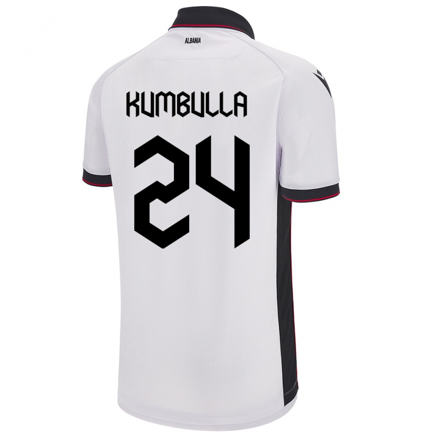 Heren Albanië Marash Kumbulla #24 Wit Uitshirt Uittenue 24-26 T-Shirt België