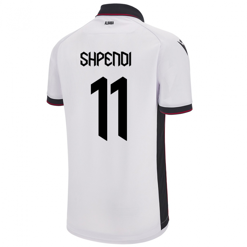 Heren Albanië Stiven Shpendi #11 Wit Uitshirt Uittenue 24-26 T-Shirt België