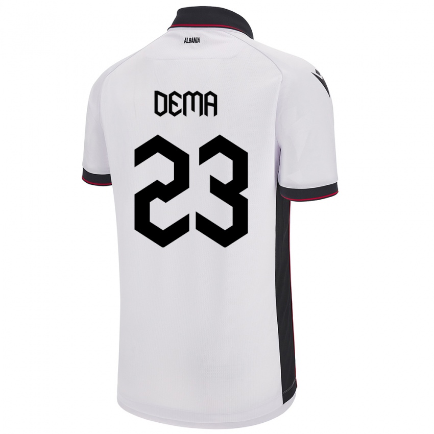 Heren Albanië Endri Dema #23 Wit Uitshirt Uittenue 24-26 T-Shirt België