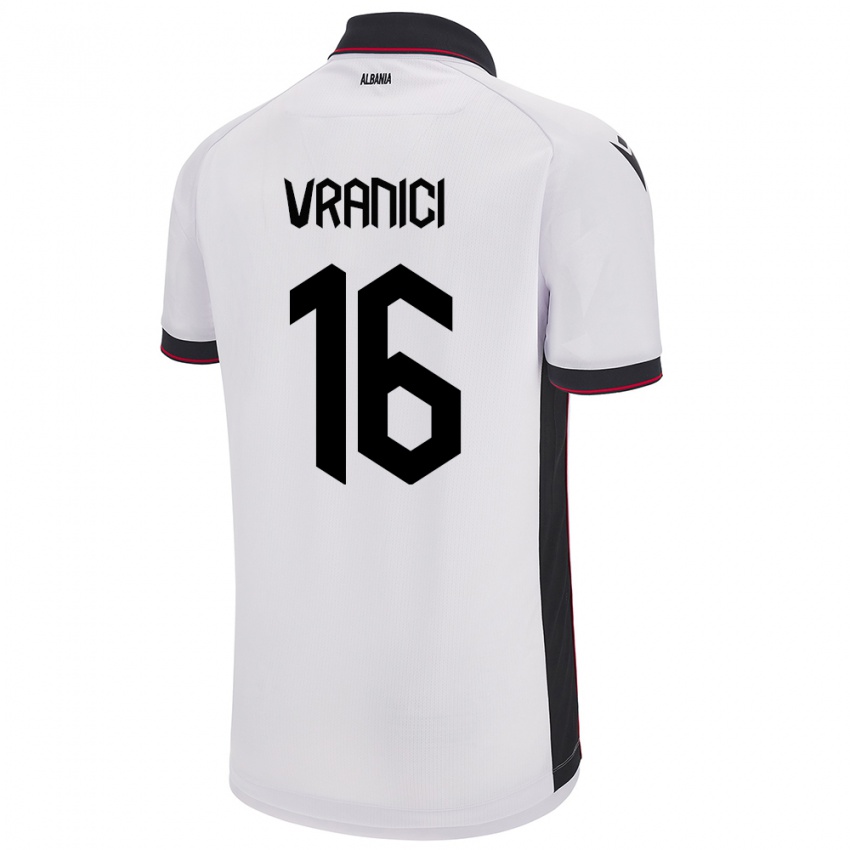 Heren Albanië Dean Vranici #16 Wit Uitshirt Uittenue 24-26 T-Shirt België