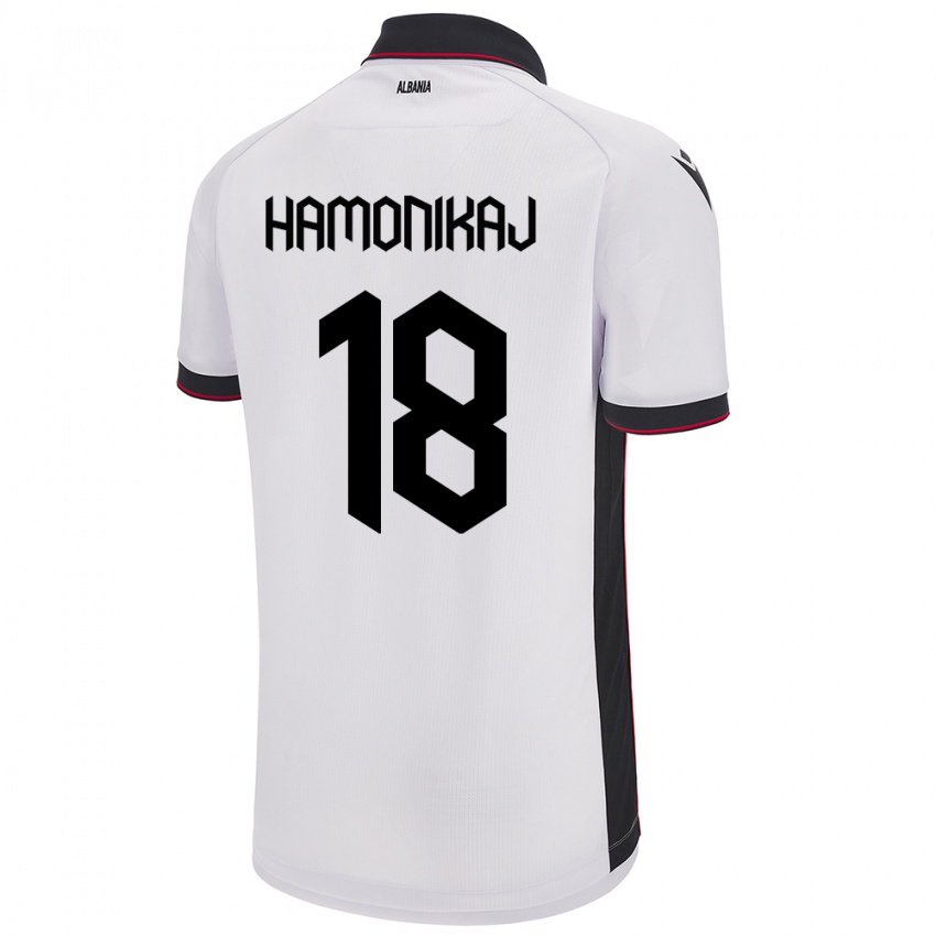 Homme Maillot Albanie Klea Hamonikaj #18 Blanc Tenues Extérieur 24-26 T-Shirt Belgique