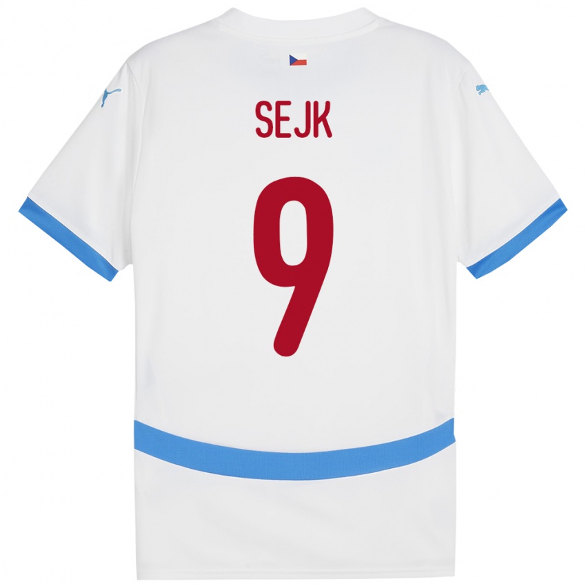 Heren Tsjechië Vaclav Sejk #9 Wit Uitshirt Uittenue 24-26 T-Shirt België