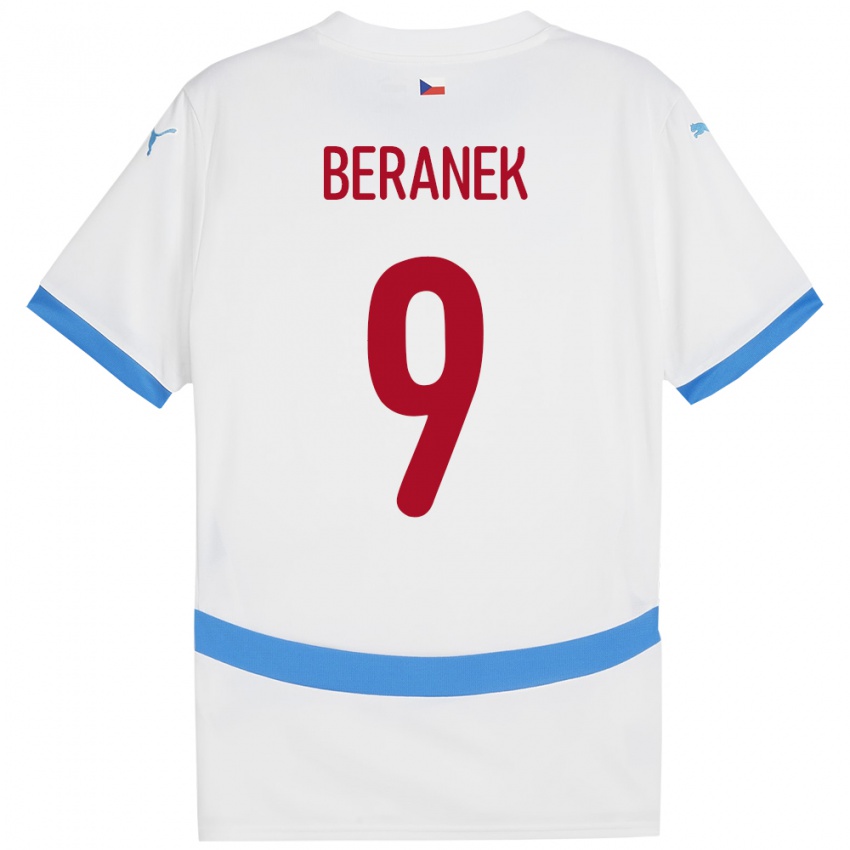 Heren Tsjechië Marek Beranek #9 Wit Uitshirt Uittenue 24-26 T-Shirt België