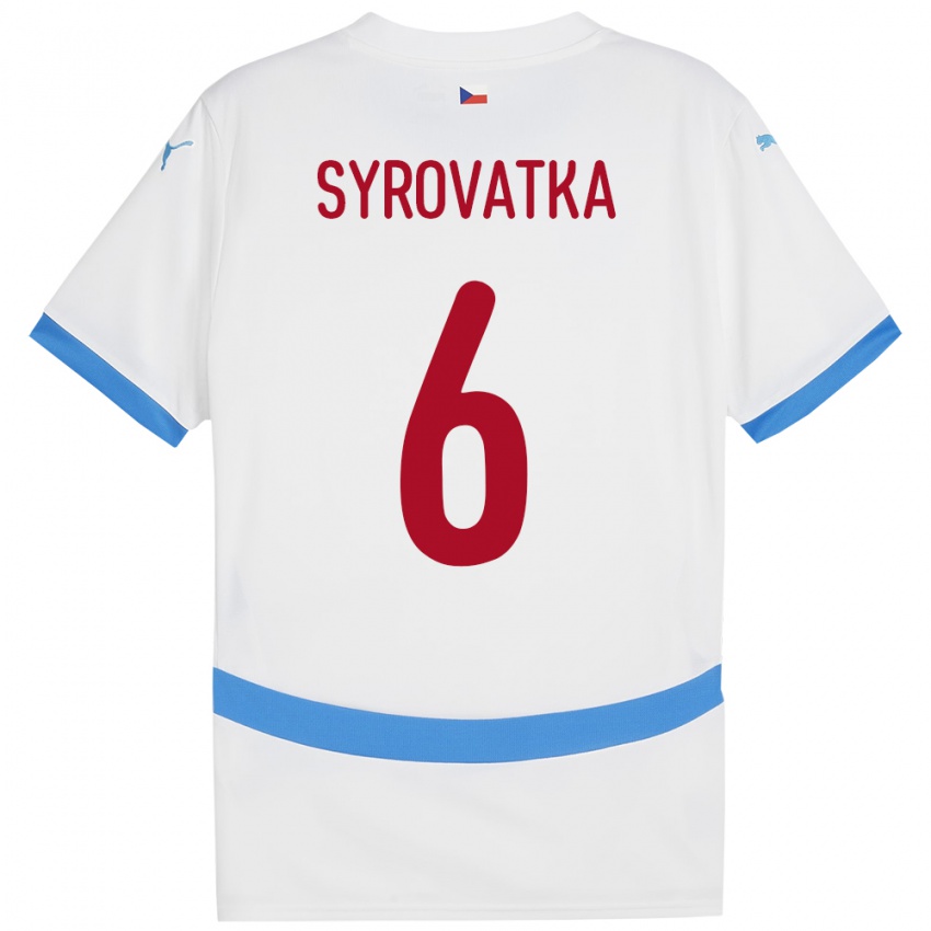 Heren Tsjechië Matyas Syrovatka #6 Wit Uitshirt Uittenue 24-26 T-Shirt België