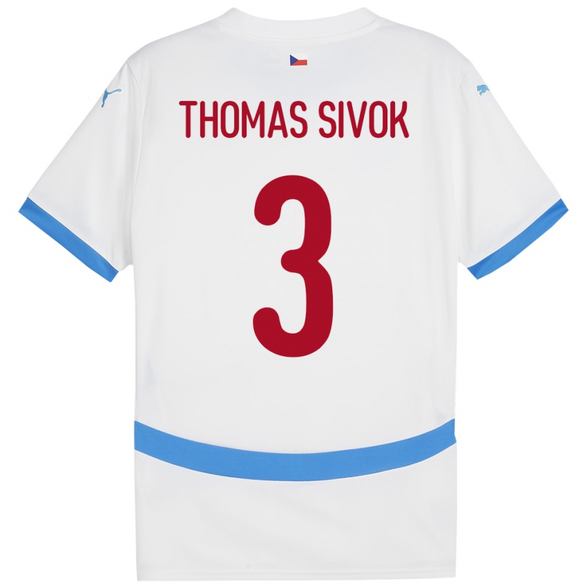 Heren Tsjechië Andre Thomas Sivok #3 Wit Uitshirt Uittenue 24-26 T-Shirt België