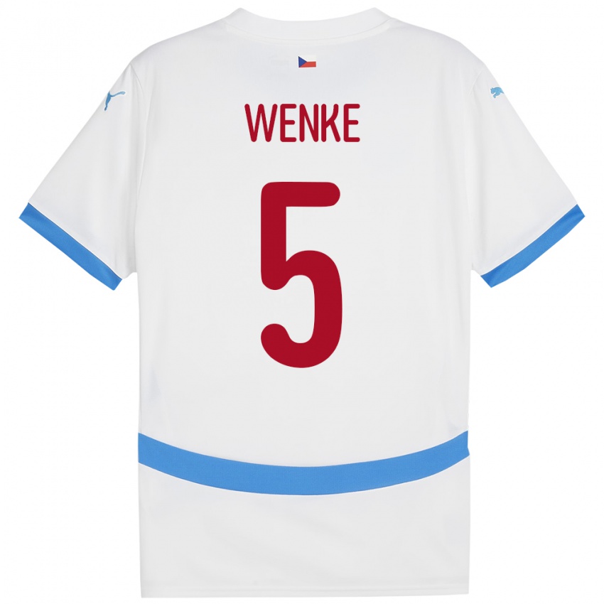 Heren Tsjechië Eduard Wenke #5 Wit Uitshirt Uittenue 24-26 T-Shirt België