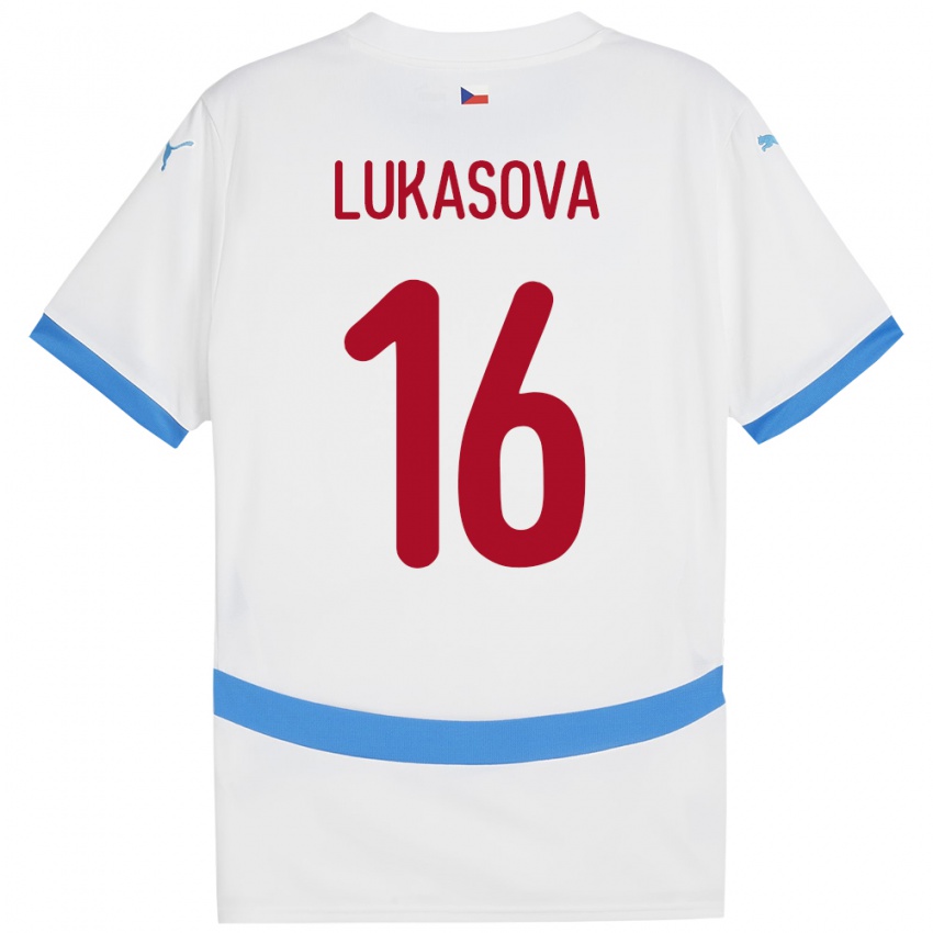 Heren Tsjechië Olivie Lukášová #16 Wit Uitshirt Uittenue 24-26 T-Shirt België