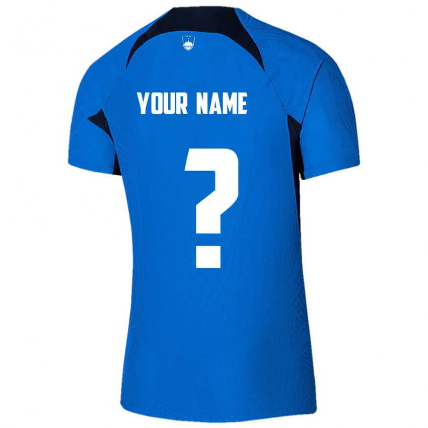 Heren Slovenië Uw Naam #0 Blauw Uitshirt Uittenue 24-26 T-Shirt België