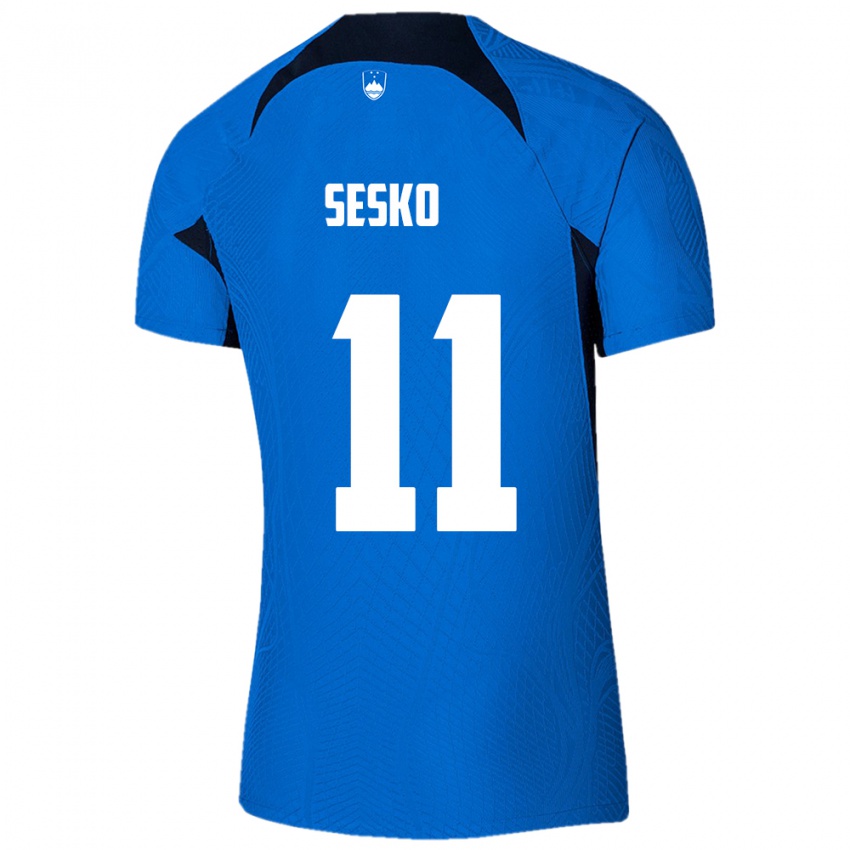 Heren Slovenië Benjamin Sesko #11 Blauw Uitshirt Uittenue 24-26 T-Shirt België