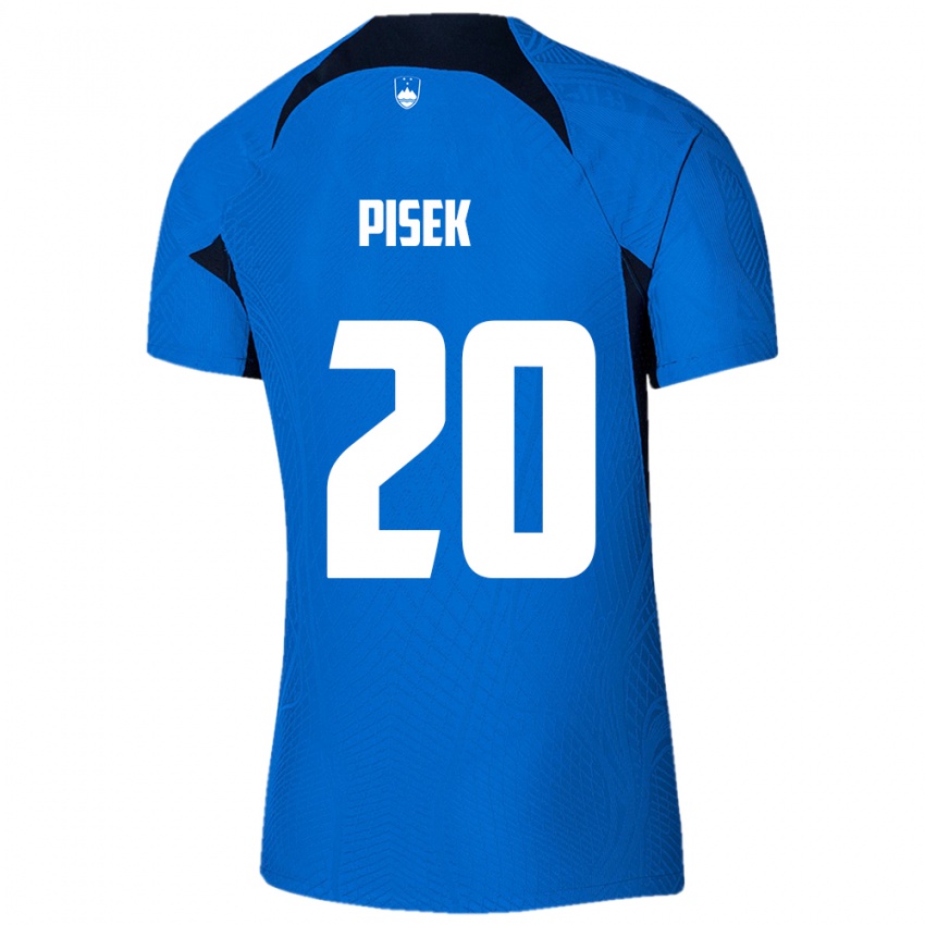 Heren Slovenië Jost Pisek #20 Blauw Uitshirt Uittenue 24-26 T-Shirt België