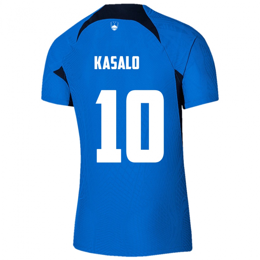 Heren Slovenië Niko Kasalo #10 Blauw Uitshirt Uittenue 24-26 T-Shirt België