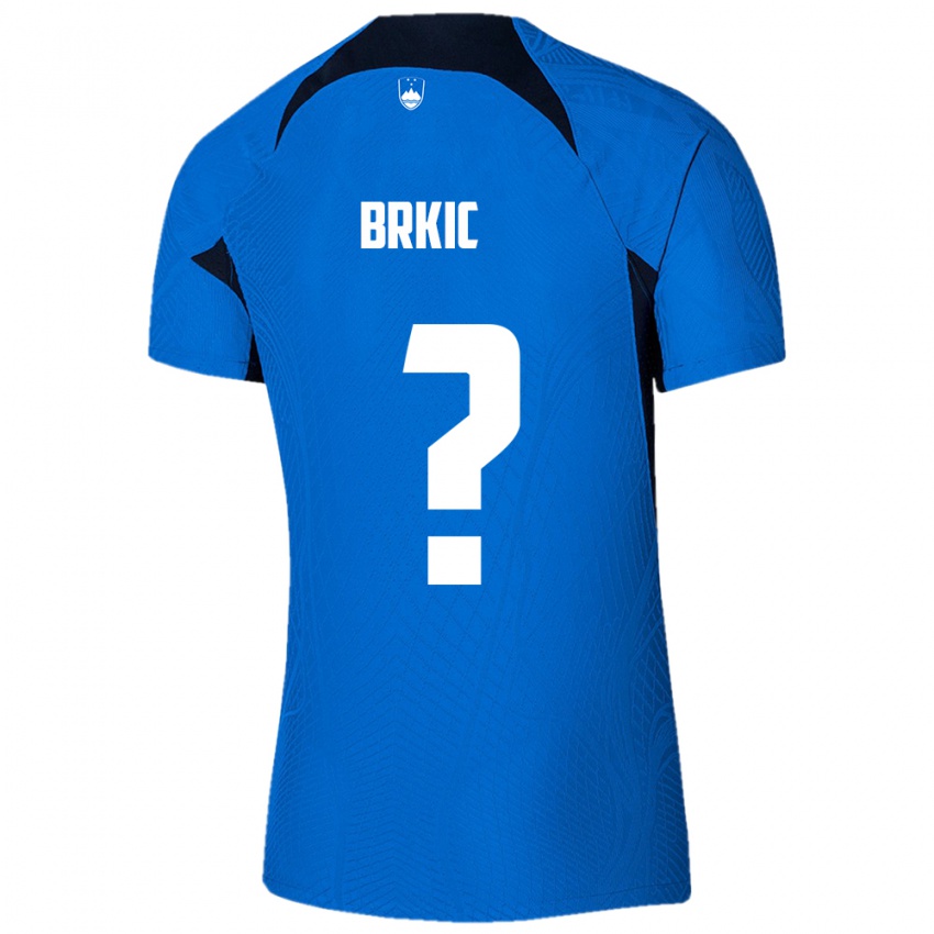 Heren Slovenië Timotej Brkic #0 Blauw Uitshirt Uittenue 24-26 T-Shirt België