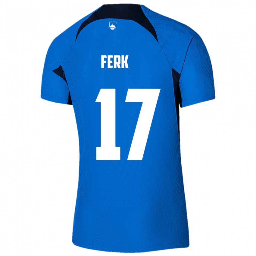 Heren Slovenië Matic Ferk #17 Blauw Uitshirt Uittenue 24-26 T-Shirt België