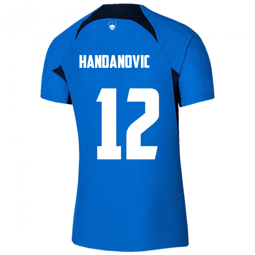 Herren Slowenien Tanej Handanovic #12 Blau Auswärtstrikot Trikot 24-26 T-Shirt Belgien