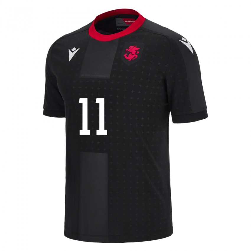 Herren Georgien Giorgi Kvilitaia #11 Schwarz Auswärtstrikot Trikot 24-26 T-Shirt Belgien