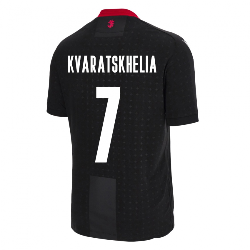 Heren Georgia Khvicha Kvaratskhelia #7 Zwart Uitshirt Uittenue 24-26 T-Shirt België