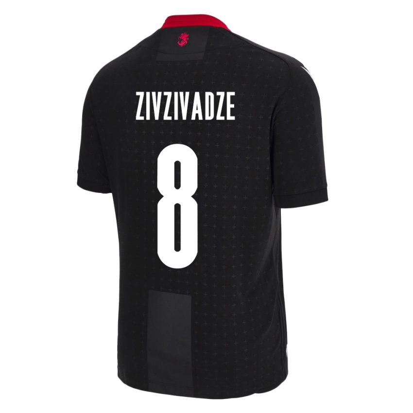 Herren Georgien Budu Zivzivadze #8 Schwarz Auswärtstrikot Trikot 24-26 T-Shirt Belgien