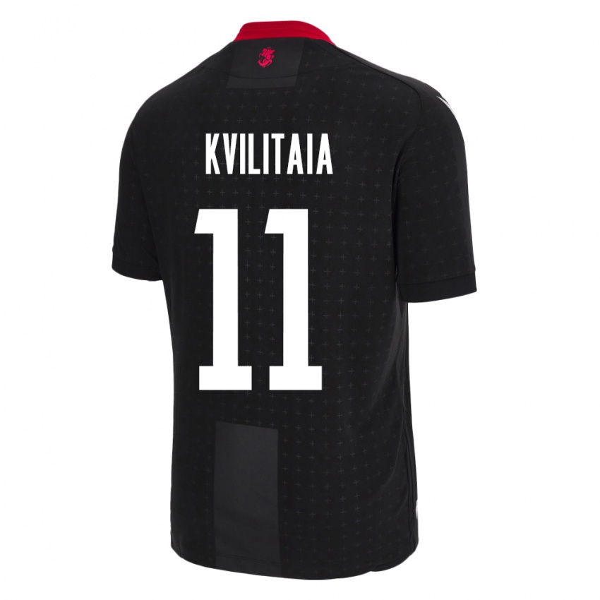 Herren Georgien Giorgi Kvilitaia #11 Schwarz Auswärtstrikot Trikot 24-26 T-Shirt Belgien