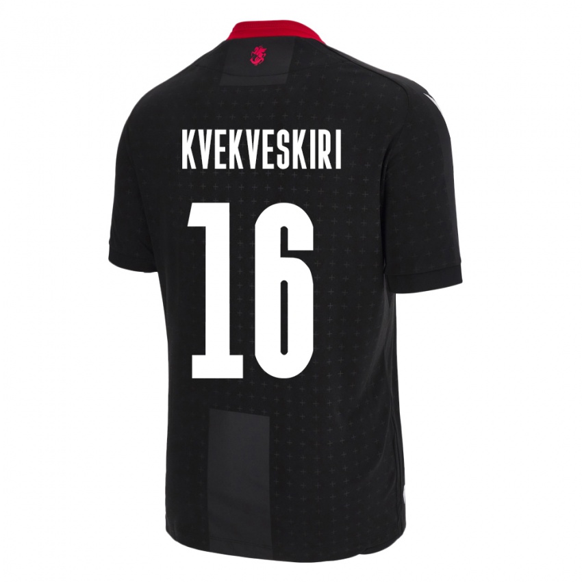 Homme Maillot Géorgie Nika Kvekveskiri #16 Noir Tenues Extérieur 24-26 T-Shirt Belgique