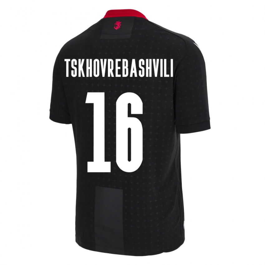 Herren Georgien Nikoloz Tskhovrebashvili #16 Schwarz Auswärtstrikot Trikot 24-26 T-Shirt Belgien