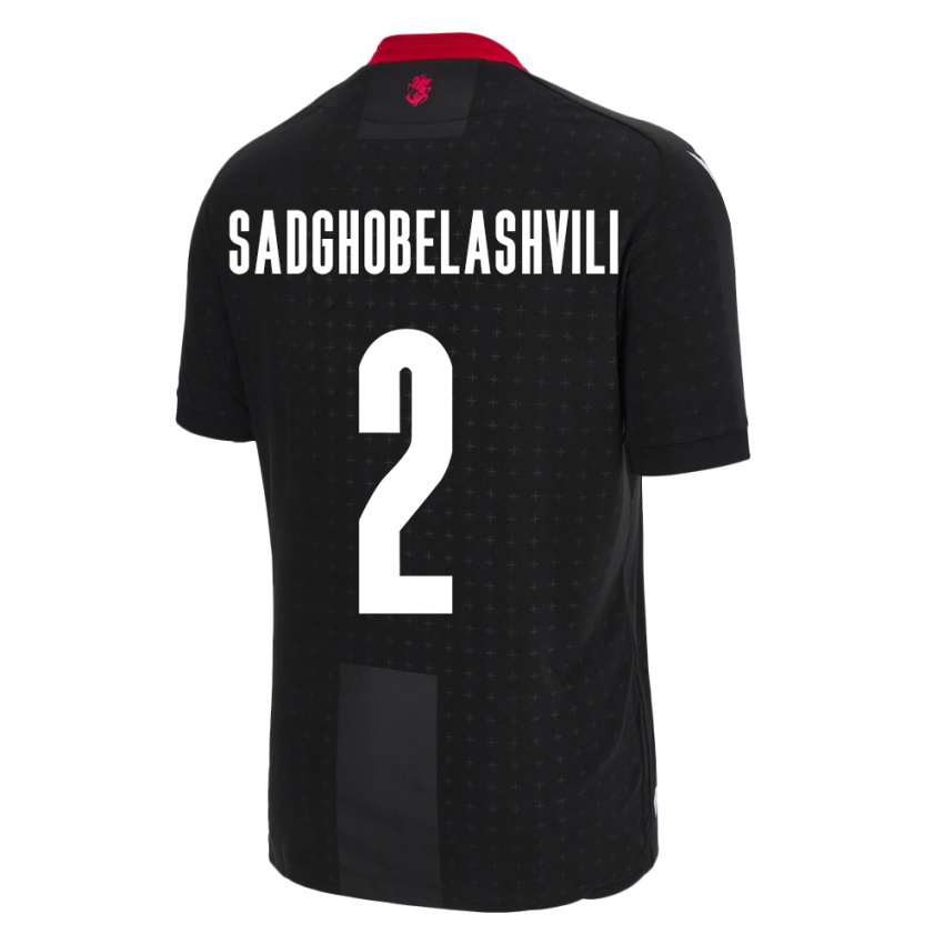 Herren Georgien Gela Sadghobelashvili #2 Schwarz Auswärtstrikot Trikot 24-26 T-Shirt Belgien