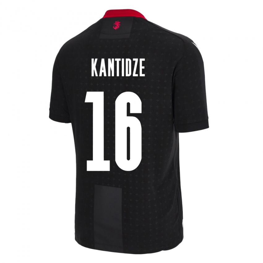 Herren Georgien Nikoloz Kantidze #16 Schwarz Auswärtstrikot Trikot 24-26 T-Shirt Belgien