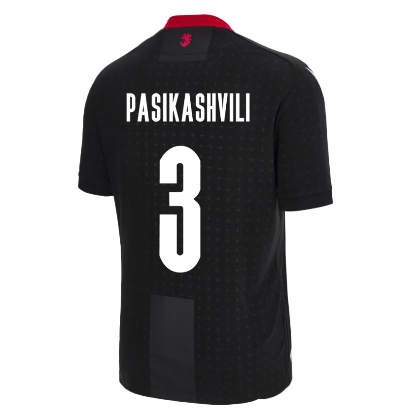 Herren Georgien Nino Pasikashvili #3 Schwarz Auswärtstrikot Trikot 24-26 T-Shirt Belgien