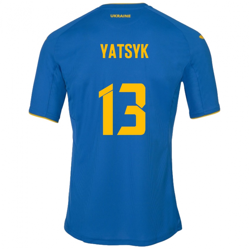 Herren Ukraine Oleksandr Yatsyk #13 Blau Auswärtstrikot Trikot 24-26 T-Shirt Belgien