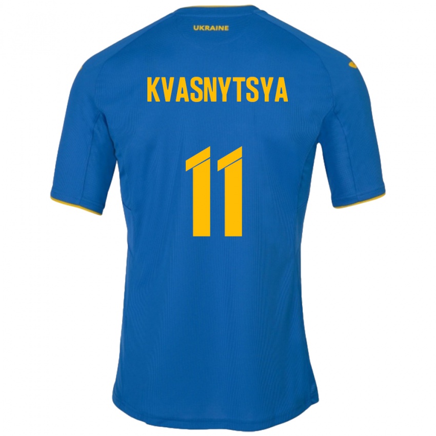 Herren Ukraine Ilya Kvasnytsya #11 Blau Auswärtstrikot Trikot 24-26 T-Shirt Belgien