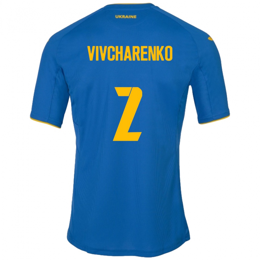 Heren Oekraïne Kostyantyn Vivcharenko #2 Blauw Uitshirt Uittenue 24-26 T-Shirt België