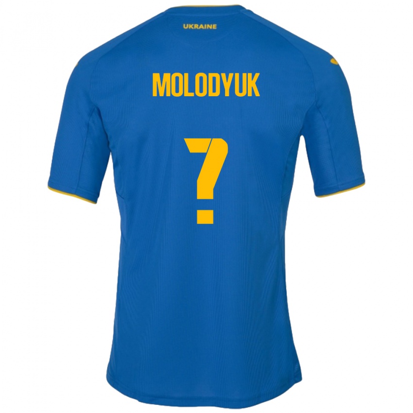 Herren Ukraine Yelyzaveta Molodyuk #0 Blau Auswärtstrikot Trikot 24-26 T-Shirt Belgien