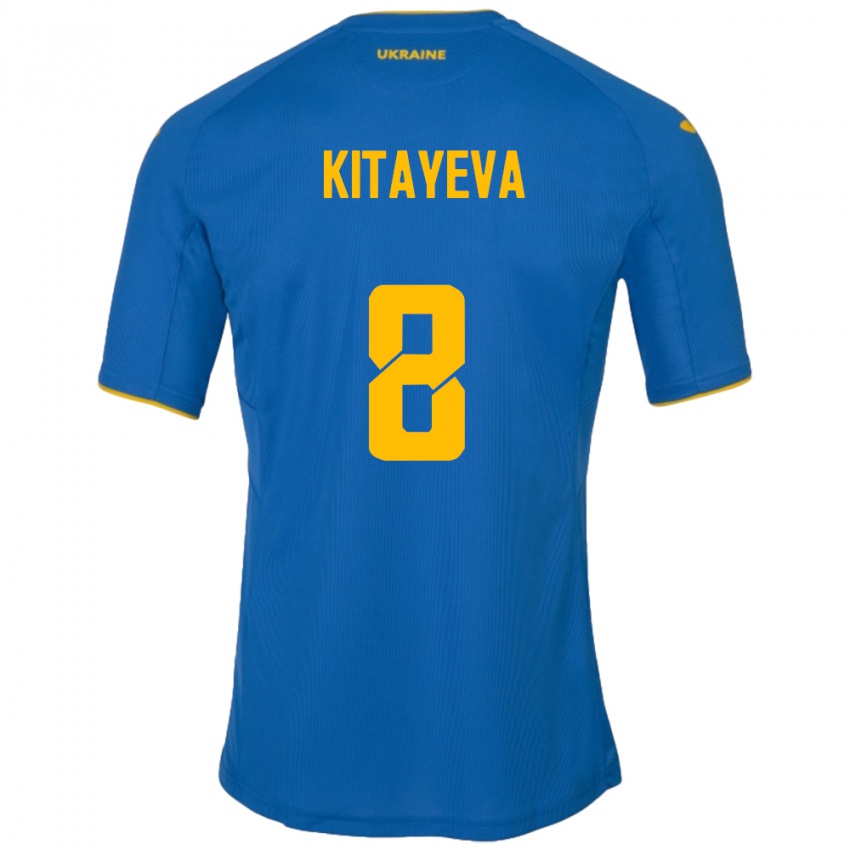 Heren Oekraïne Tetyana Kitayeva #8 Blauw Uitshirt Uittenue 24-26 T-Shirt België