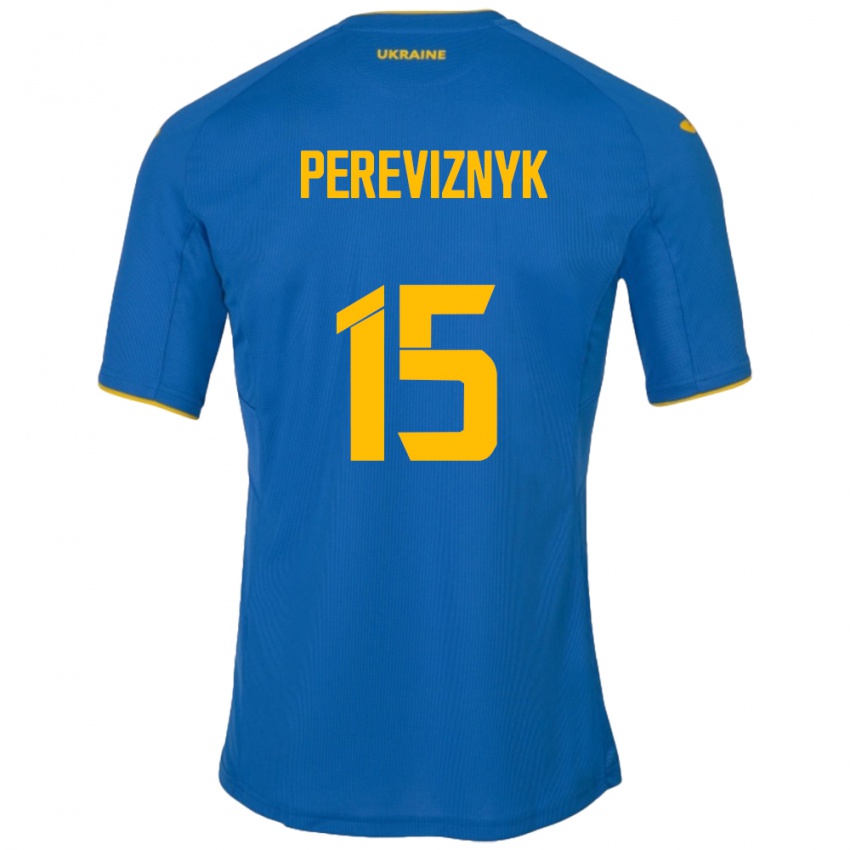 Heren Oekraïne Khrystyna Pereviznyk #15 Blauw Uitshirt Uittenue 24-26 T-Shirt België