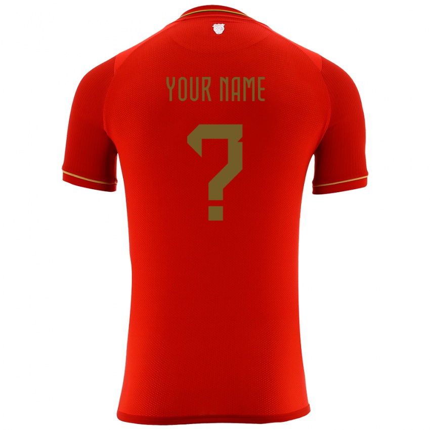 Heren Bolivia Uw Naam #0 Rood Uitshirt Uittenue 24-26 T-Shirt België