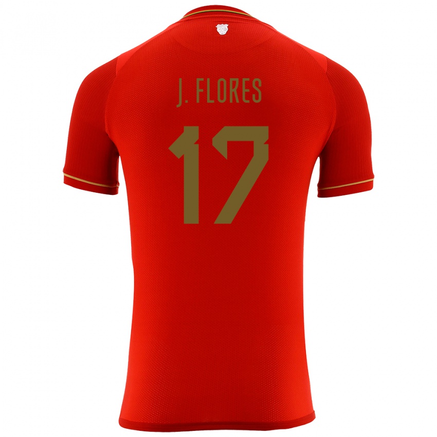 Heren Bolivia José Flores #17 Rood Uitshirt Uittenue 24-26 T-Shirt België