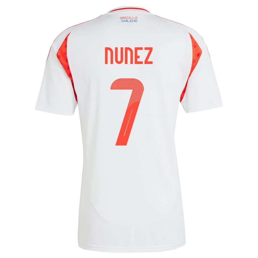 Homme Maillot Chili Marcelino Núñez #7 Blanc Tenues Extérieur 24-26 T-Shirt Belgique