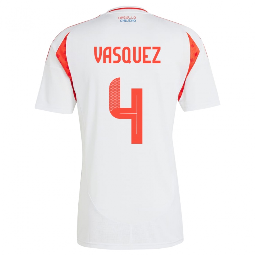 Heren Chili Matías Vásquez #4 Wit Uitshirt Uittenue 24-26 T-Shirt België