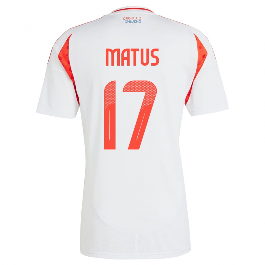 Heren Chili Esteban Matus #17 Wit Uitshirt Uittenue 24-26 T-Shirt België