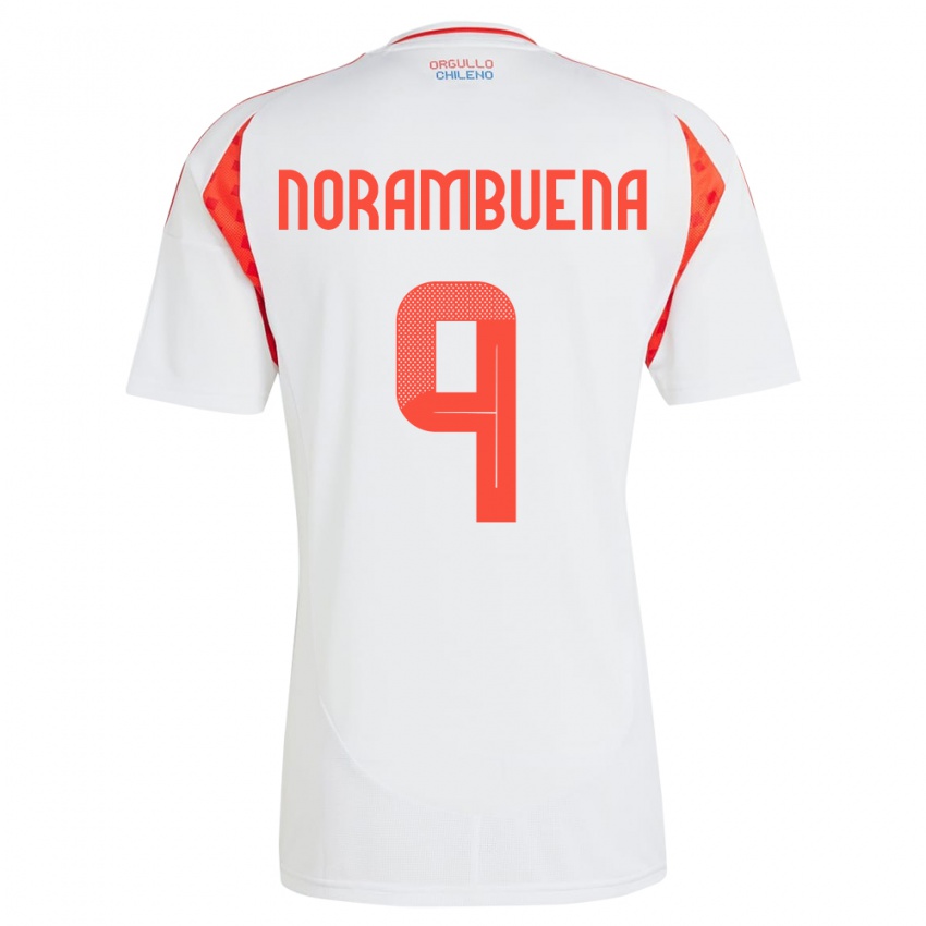 Heren Chili Gabriel Norambuena #9 Wit Uitshirt Uittenue 24-26 T-Shirt België