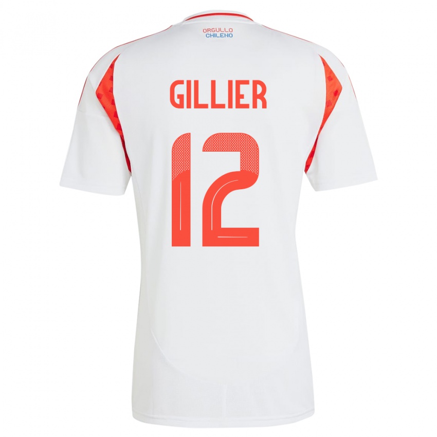 Herren Chile Thomas Gillier #12 Weiß Auswärtstrikot Trikot 24-26 T-Shirt Belgien