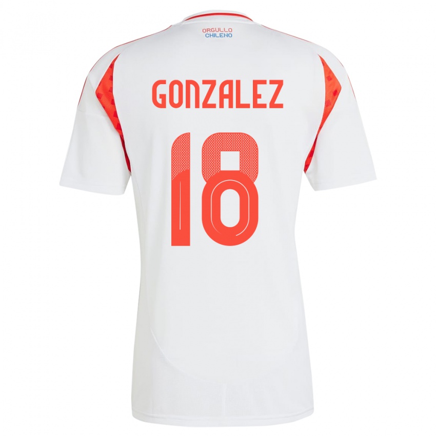 Heren Chili Bryan González #18 Wit Uitshirt Uittenue 24-26 T-Shirt België