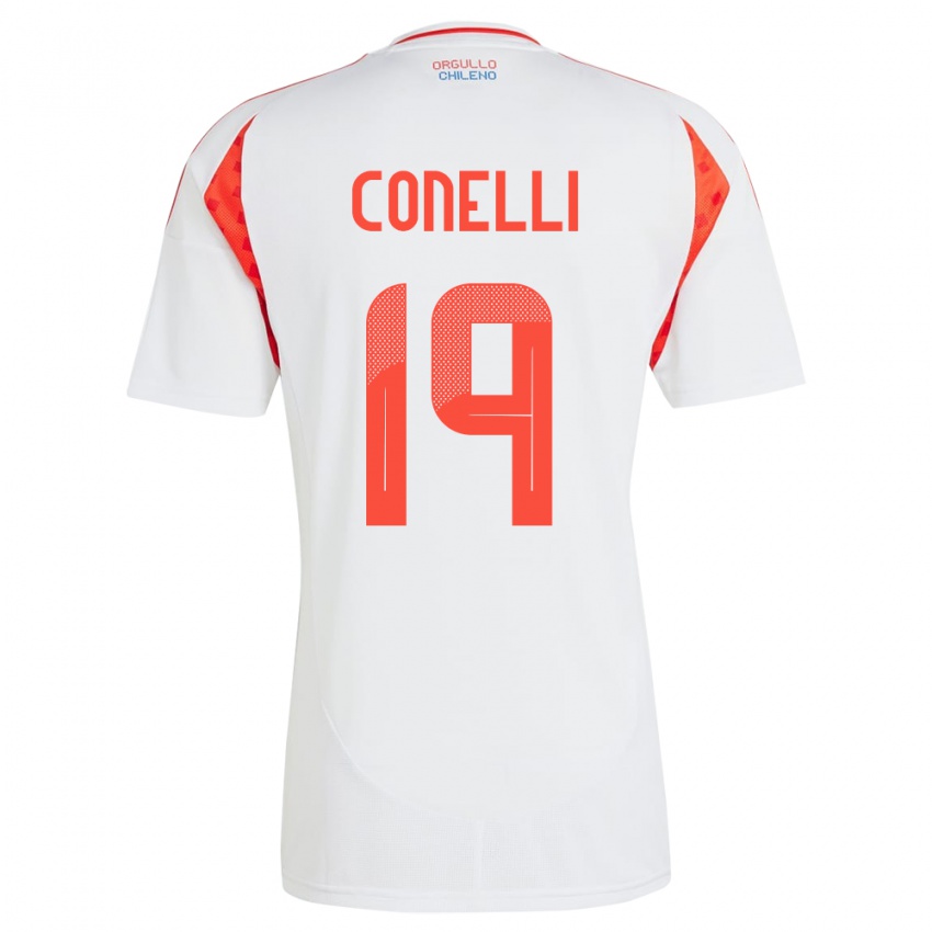 Herren Chile Vicente Conelli #19 Weiß Auswärtstrikot Trikot 24-26 T-Shirt Belgien