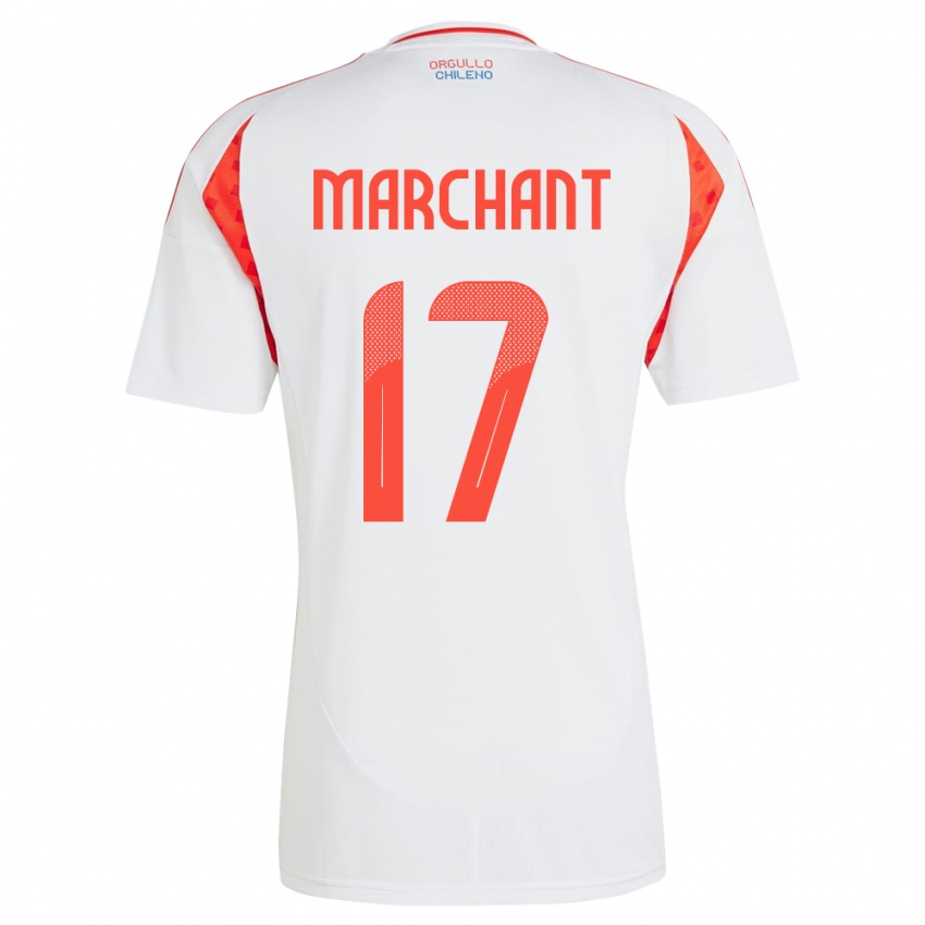 Herren Chile Francisco Marchant #17 Weiß Auswärtstrikot Trikot 24-26 T-Shirt Belgien