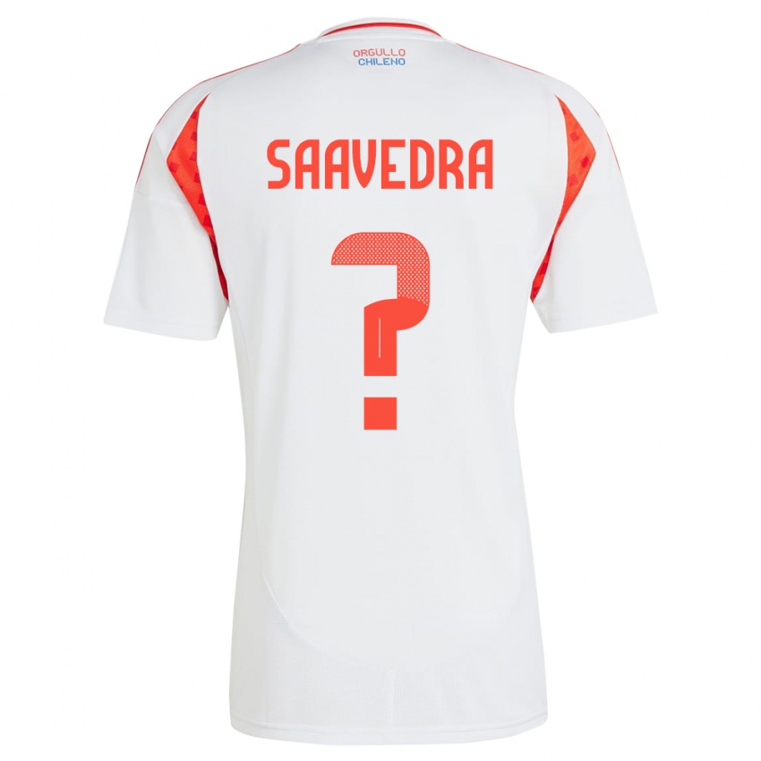 Herren Chile Danilo Saavedra #0 Weiß Auswärtstrikot Trikot 24-26 T-Shirt Belgien