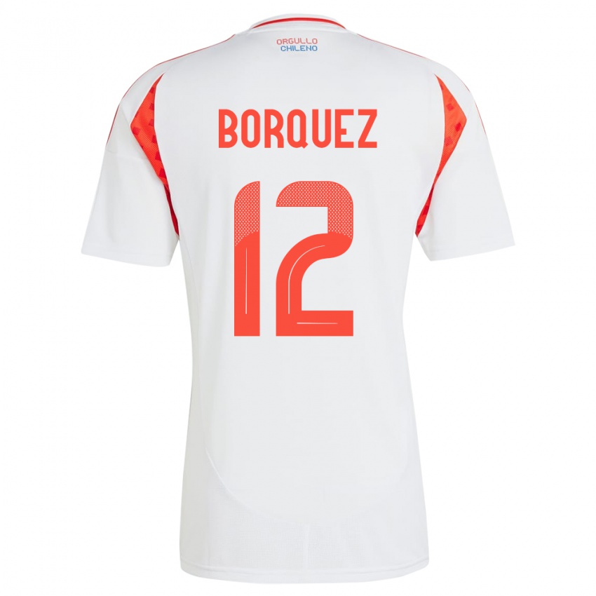 Herren Chile Gabriela Bórquez #12 Weiß Auswärtstrikot Trikot 24-26 T-Shirt Belgien