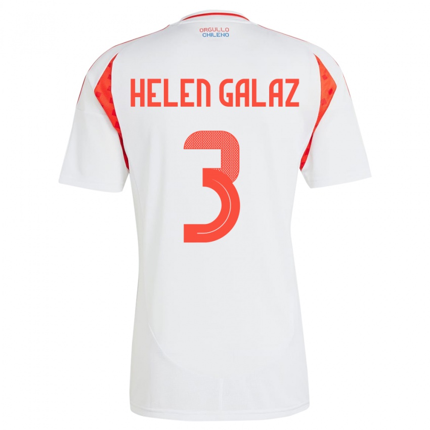 Herren Chile Su Helen Galaz #3 Weiß Auswärtstrikot Trikot 24-26 T-Shirt Belgien