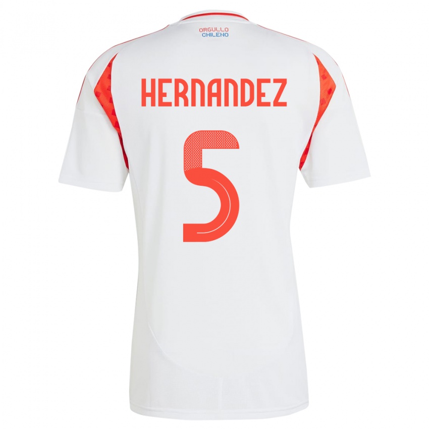 Herren Chile Monserrat Hernández #5 Weiß Auswärtstrikot Trikot 24-26 T-Shirt Belgien