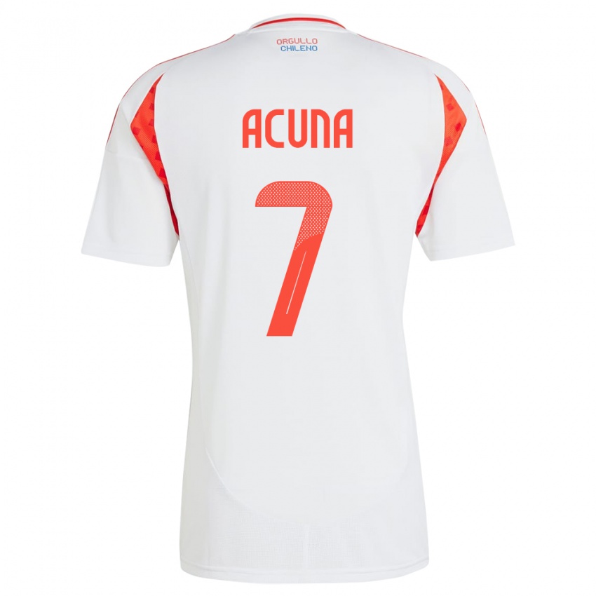 Herren Chile Yenny Acuña #7 Weiß Auswärtstrikot Trikot 24-26 T-Shirt Belgien